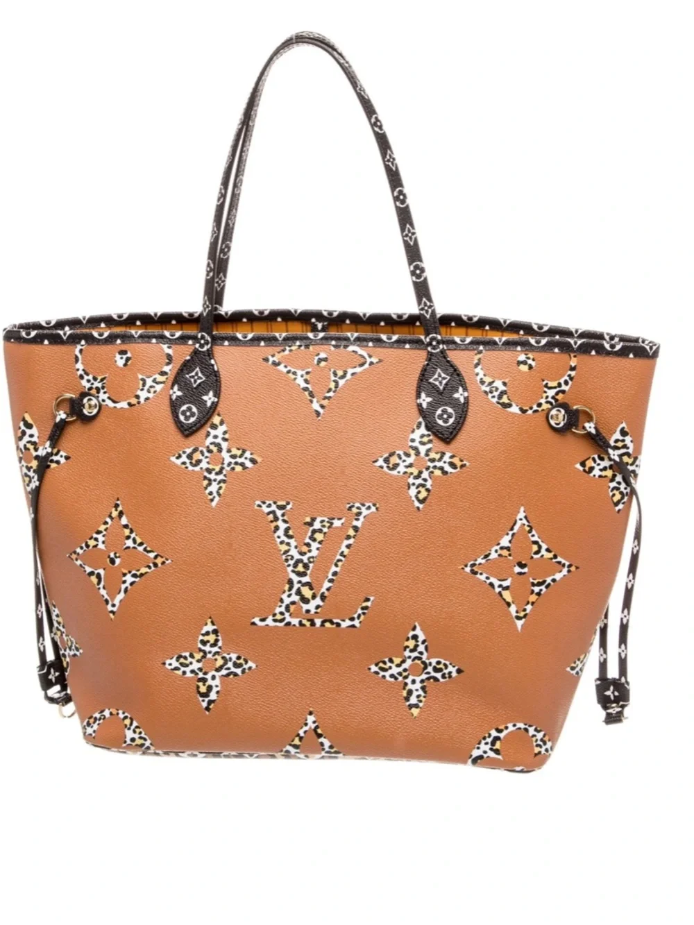 Louis Vuitton Black and Gold Leopard Monogram Neverfull Shoulder Tote
